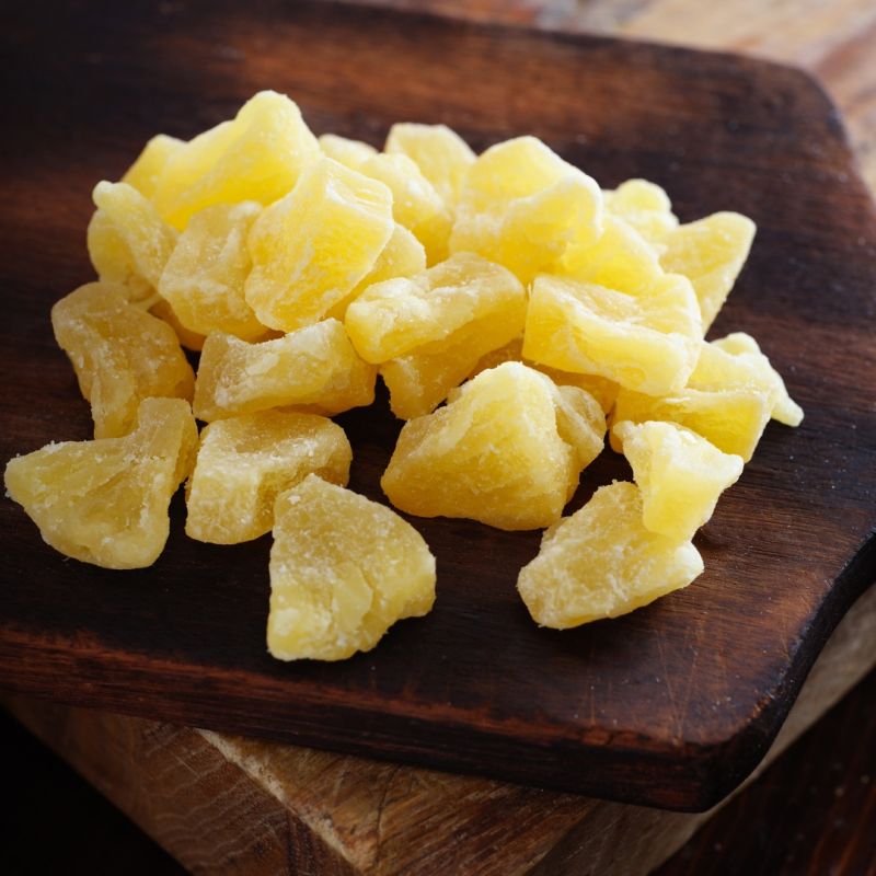 Yellow Solid Pineapple Coin, for Snacks, Style : Dried