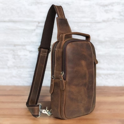 Plain Leather sling bag, Technics : Handmade