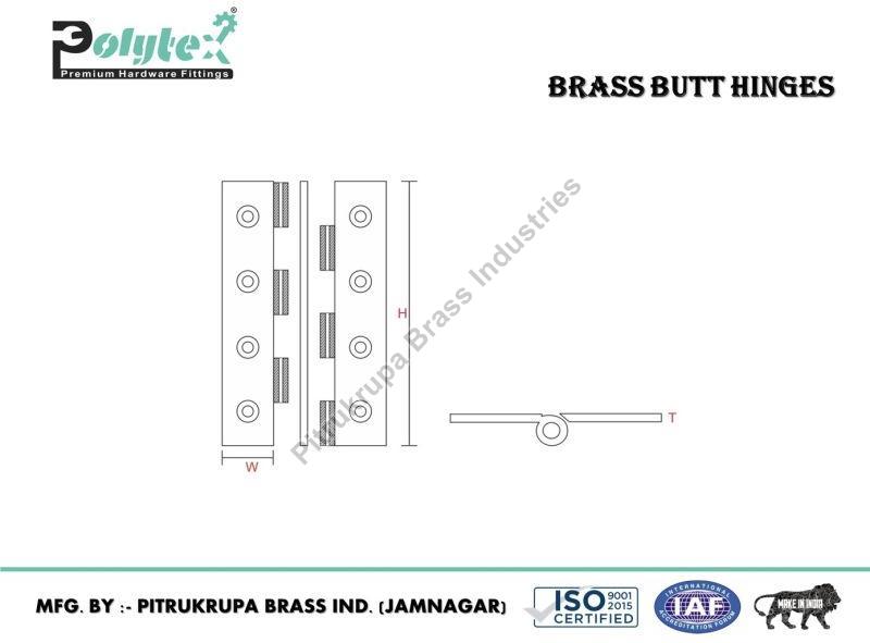 Polytex® Polished Brass Butt Hinges For Drawer, Cabinet, Doors