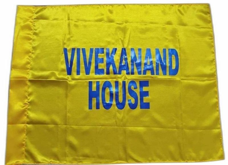 Satin Printed Yellow School House Flag, Shape : Rectangular