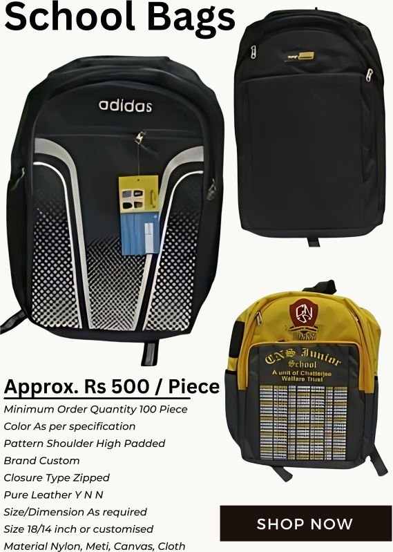 Printed Synthetic Leather School Bag, Size : Small