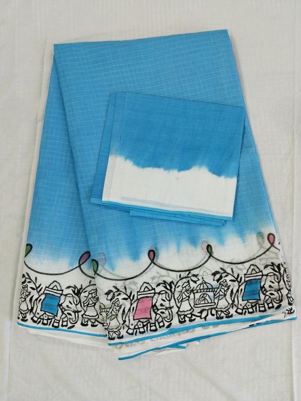 Festive Wear Pure Cotton Saree, Saree Length : 5.5 Meter