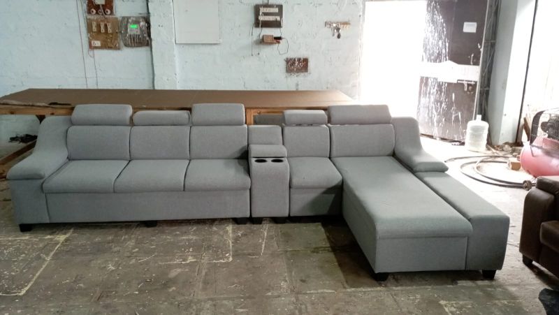 Solid Wood Customise L Shape Sofa Set for Seating, Relaxing Comfort