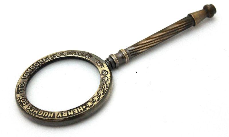 500gm Designed Polished Antique Brass Magnifying Glass, Shape : Round