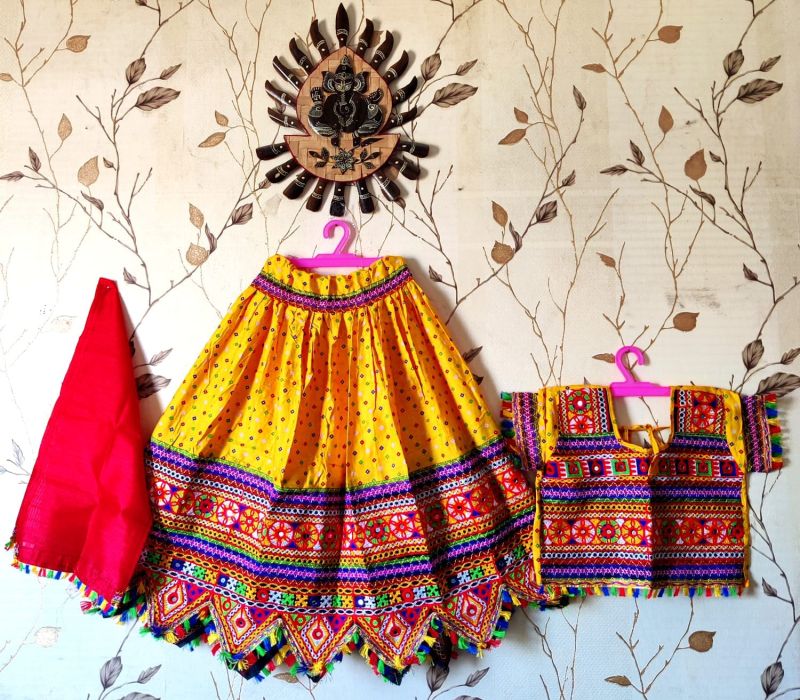 Girls Bandhani Print Lehenga Choli