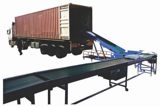 Hydraulic Powder Coated Mild Steel Truck Loading Conveyor for Moving Goods