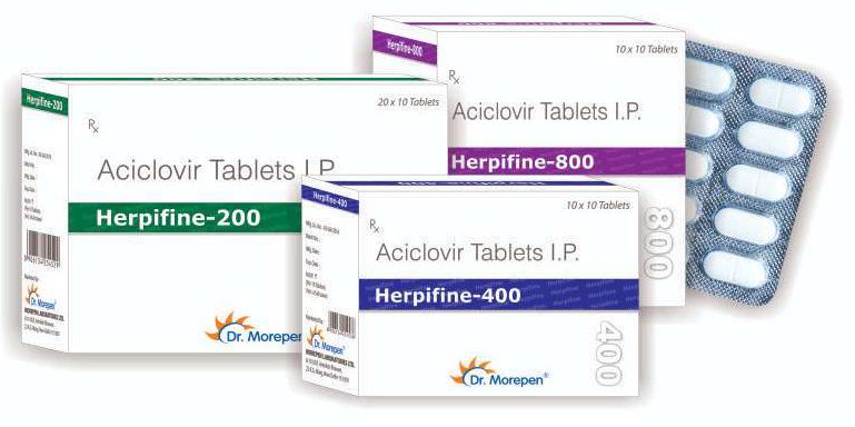 Herpifine Tablets, Composition : Aciclovir 200/4/ 80000 Mg