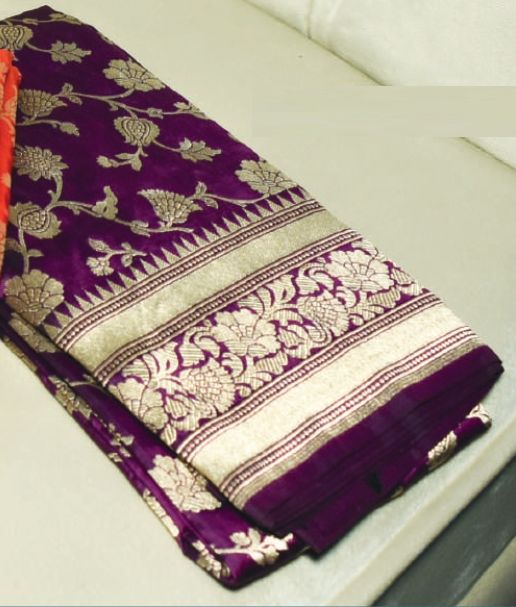 Purple Silk Printed J3-551 Banarasi Saree, Occasion : Party Wear