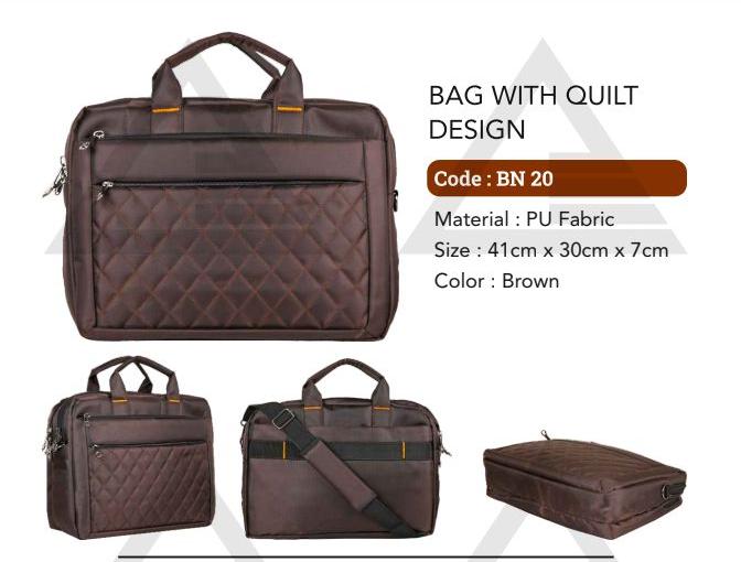 PU Fabric Solid Leather Quilted Pattern Bag, for Office Use
