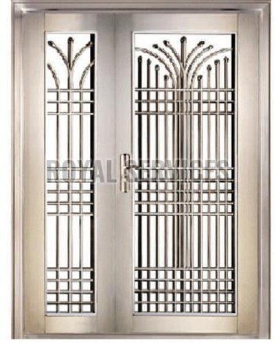 Silver Rectangular Plain Polished Steel Door, for Home, Feature : Fine Finishing, Scratch Proof