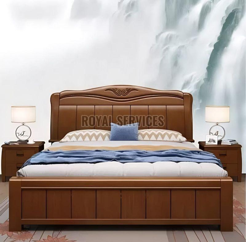 Brown Rectangular Plain Wooden Bed, for Home, Hotel, Style : Modern