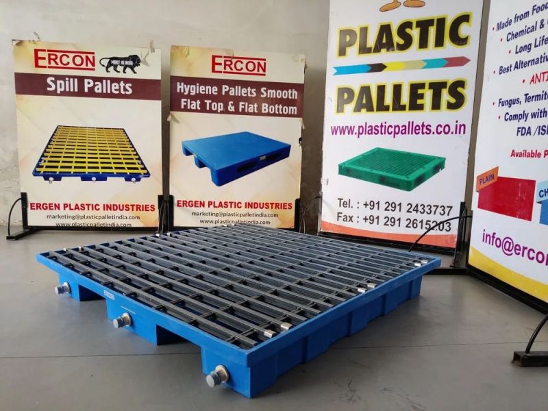 Square Plastic Antistatic Drum Spill Pallet, Color : Blue