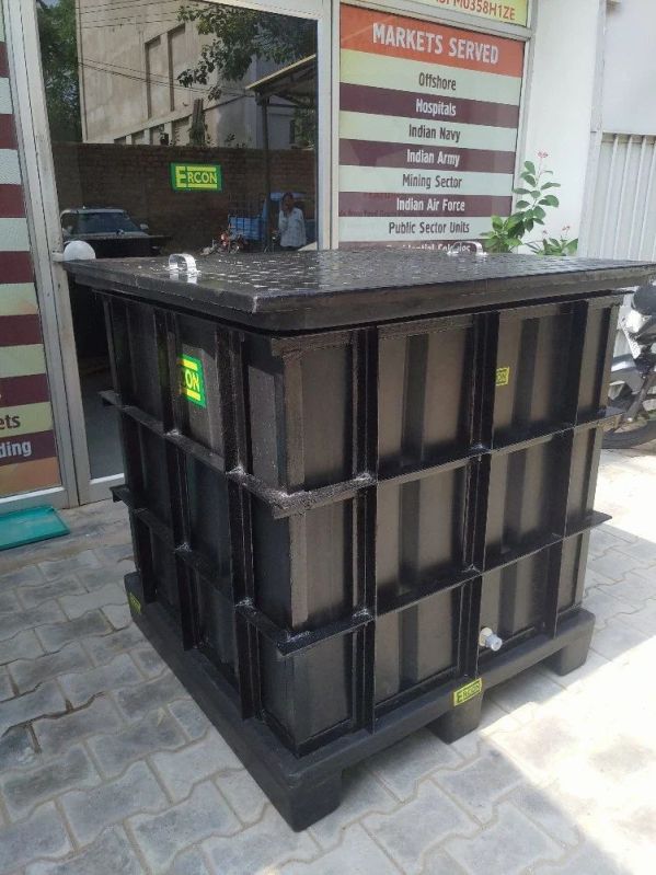Ercon Black Square Customised Plastic Pallet Box, for Chemical Storage Handling