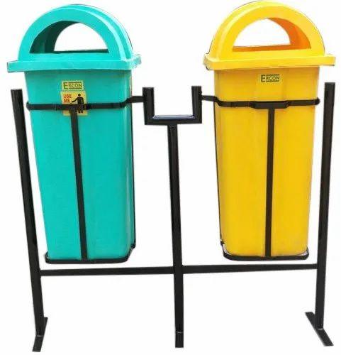 Plastic Garbage Bin Stand Set, Color : Green, Yellow