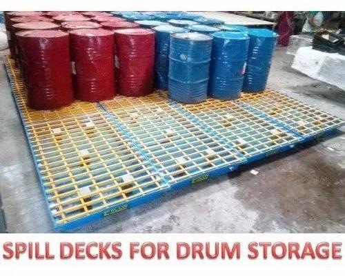 Rectangular Plastic Spill Containment Drum Pallets, Color : Blue Yellow