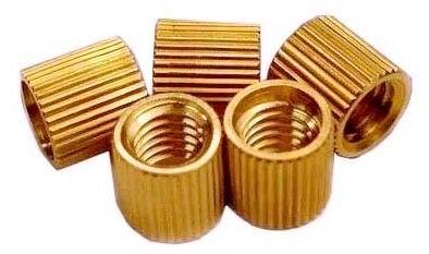 Polished Brass Knurled Inserts for Electrical Fittings