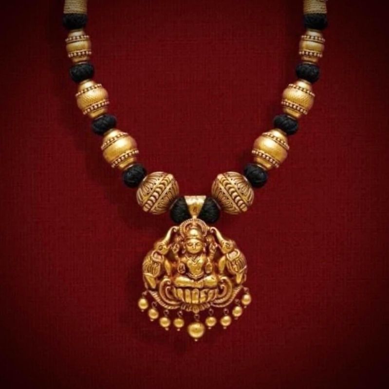 Antique Gold Beaded Laxmi Necklace, Specialities : Fine Finishing