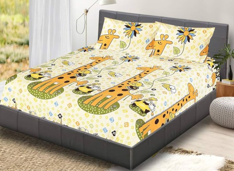 Printed Polyster Fitted Bed Cover, Technics : Machine Made