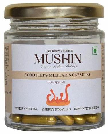 Mushin Cordyceps Militaris Mushroom Capsule for Stress Reducing, Energy Boosting, Immunity Building