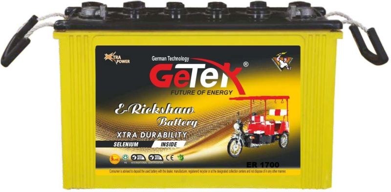 GETEK ER 1700 E-Rikshaw Battery, for Vehicle Use, Feature : Stable Performance, Long Life, Auto Cut