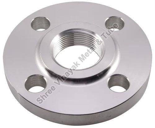 Round Polished Alloy Steel Threaded Flange, for Plumbing Pipes, Color : Silver