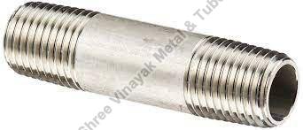 Silver Polished. Stainless Steel Threaded Nipple, for Plumbing Pipe