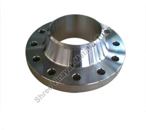 Shiny Silver Round Stainless Steel Weld Neck Flange, for Industrial Use