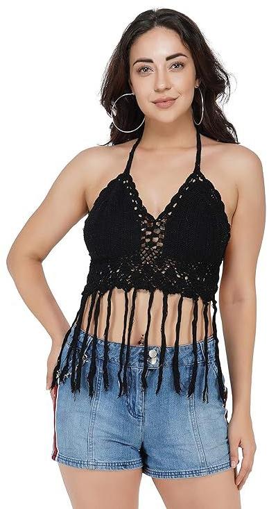 Frilled Ladies Black Bra Top