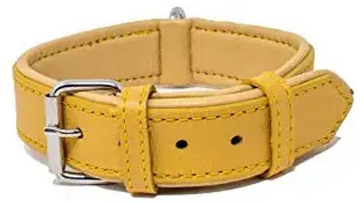 Genuine Leather Dog Collar, Color : Yellow