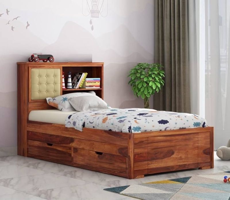 Plain Polished Wooden Single Bed, for Hotel, Home