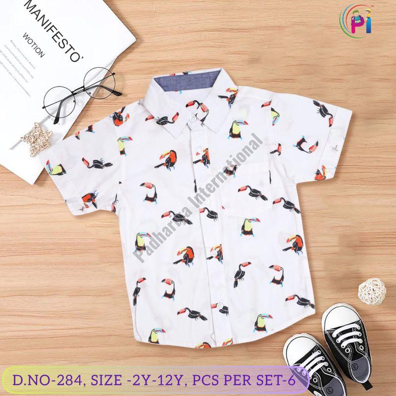 Cotton Fashionable Boys Printed Shirt, Packaging Type : Plastic Packet