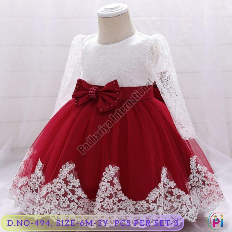 Designer Fancy Girls Party Wear Frock, Technics : Machine Made