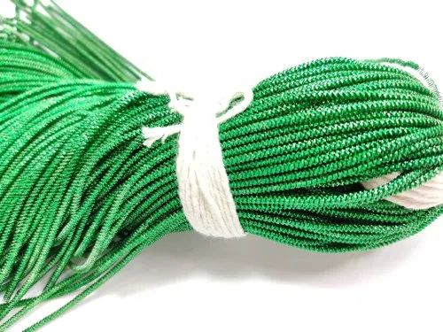 Plain Green Polyester Zari Thread, for Embroidery