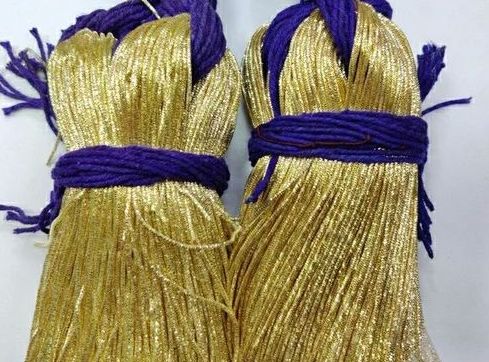 Dyed Polyester Nakshi Bullion Thread, for Textile Industry, Color : Golden