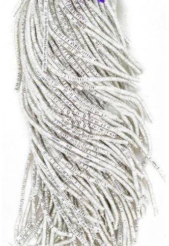 Polyester Silver Kasab Zari Thread, for Handicraft Work