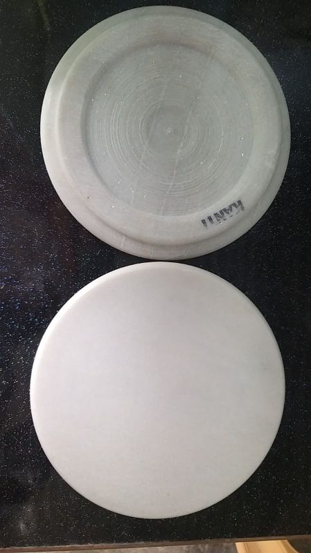 Polished Plain White Marble Chakla, Shape : Round