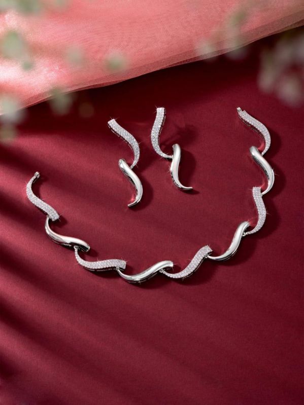 925 Sterling Silver  Brilliant Twist Diamond Necklaces set