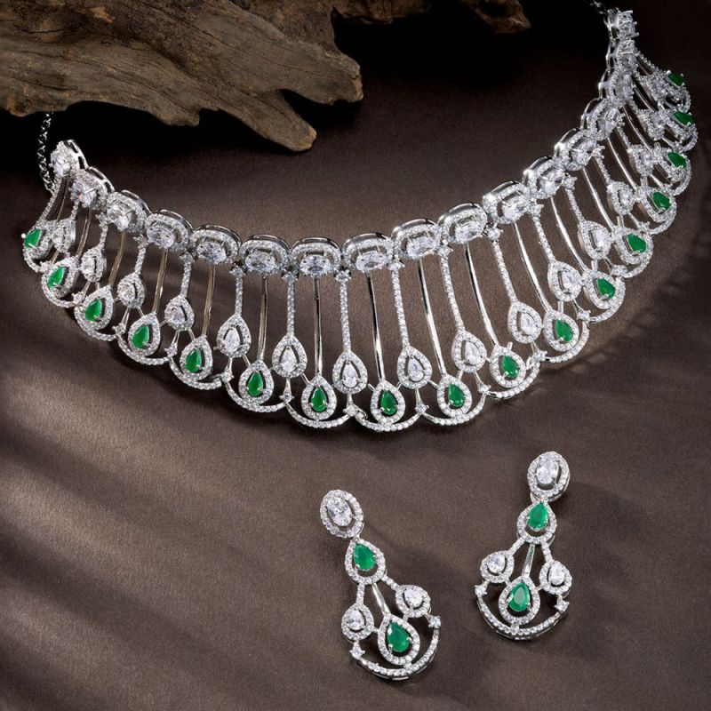 925 Sterling Silver Elegance Choker Necklace Set.