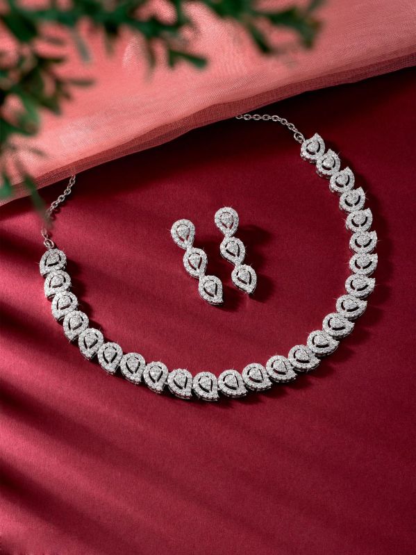 925 Sterling Silver Stunning Diamond necklaces set