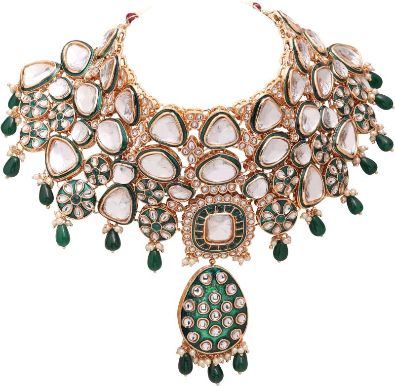 &AMP;quot; Gold Plated Kundan Semi Bridal Set For Women &AMP;AMP; Girls&AMP;quot;