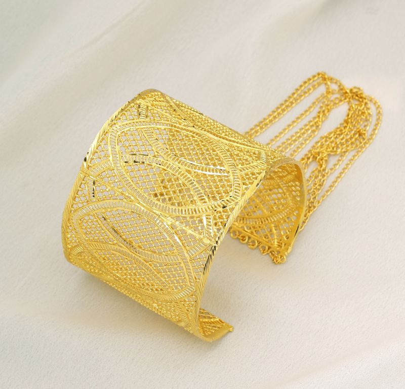 Delicate Gold Filigree  Kada with Leaf Design