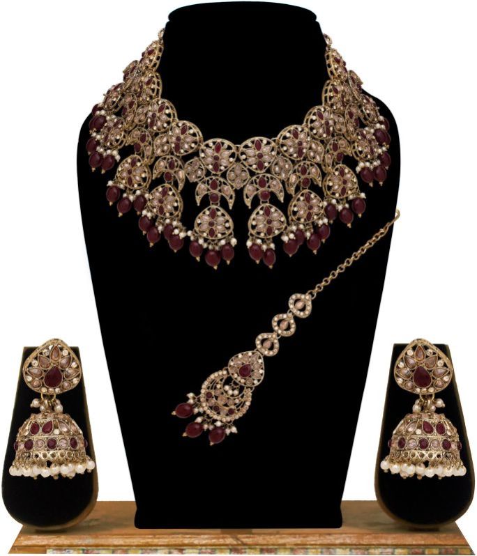 Divine Dream Reverse AD Mehandi Plated Choker Necklaces Set.