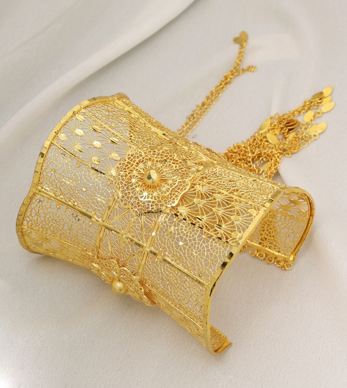 Brass Ornate Gold Filigree Kada, Gender : Female