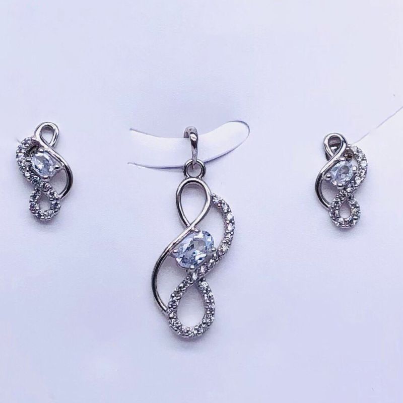 925 Sterling Silver Infinity Sparkle Pendant Set