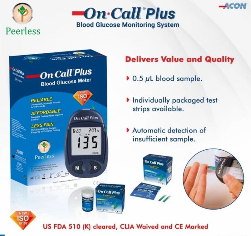 Battery Operated On Call Plus Glucometer for Clinical, Hospital