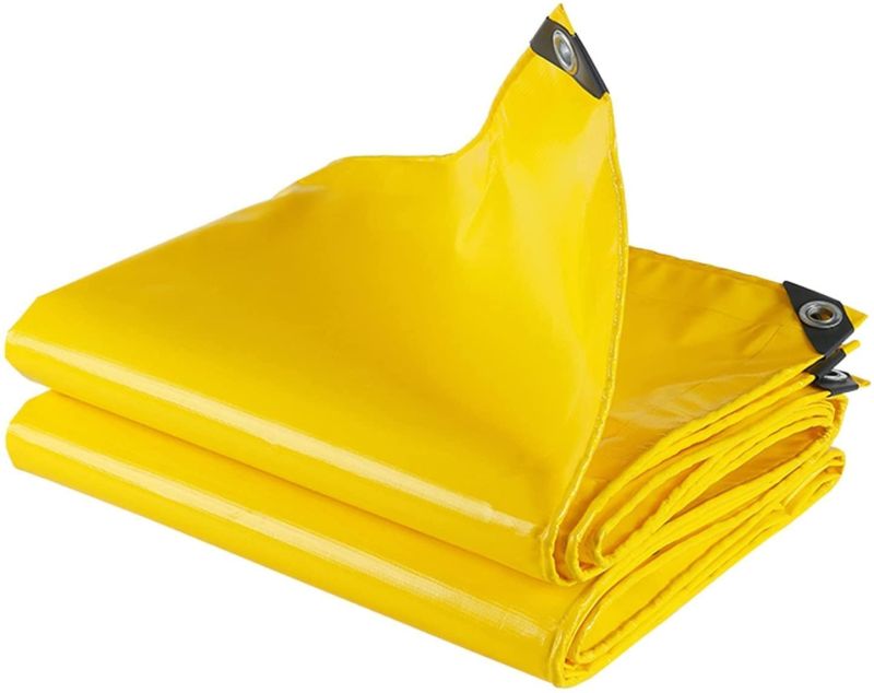 Plain Yellow Plastic Tarpaulin for Used Protection Sheet Tent, Pool, Sandbox, Boats, Wood, Bikes, Dump Bins