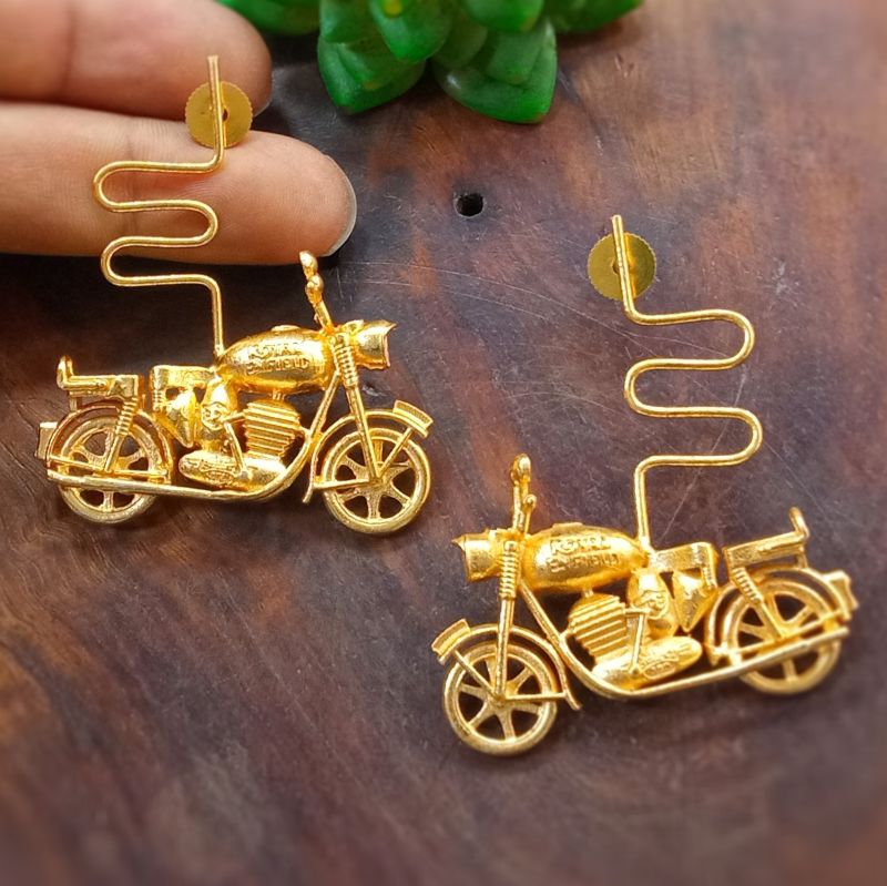 Polished Designer Brass Bike Earrings, Packaging Type : Box
