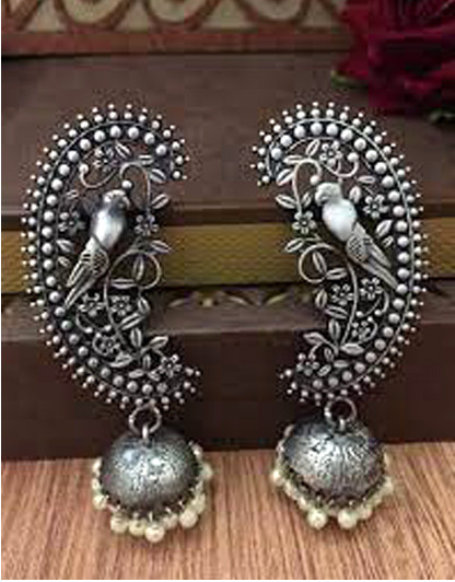 Silver Oxidized Artificial Earrings