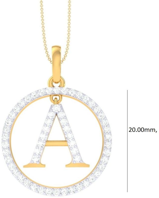 Polished American Diamond Initial Letter Pendant, Gender : All