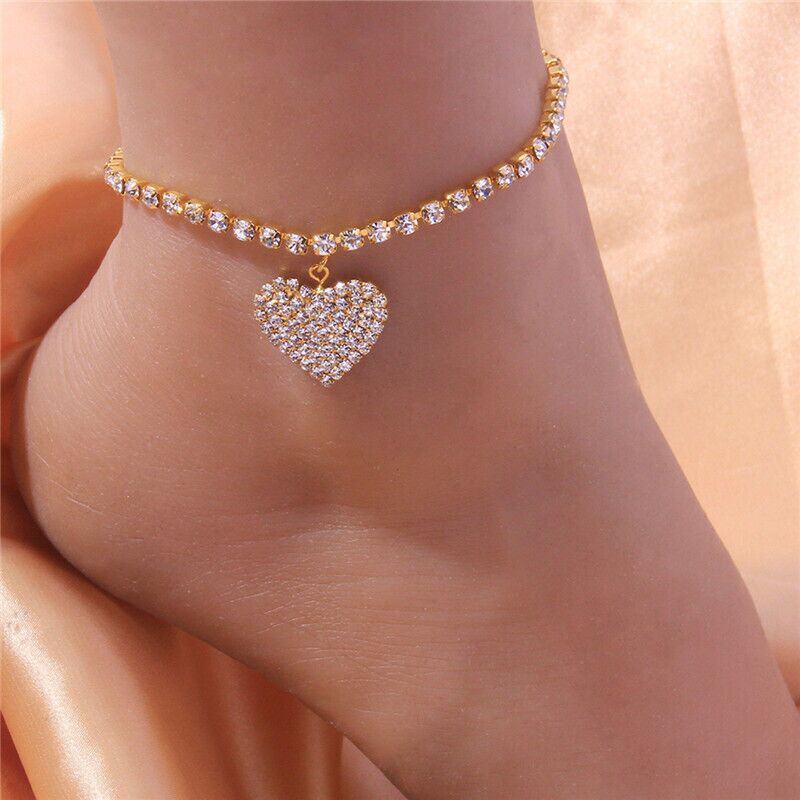 Bittrend Jewels Polished Cubic Zirconia Sterling Silver Anklets